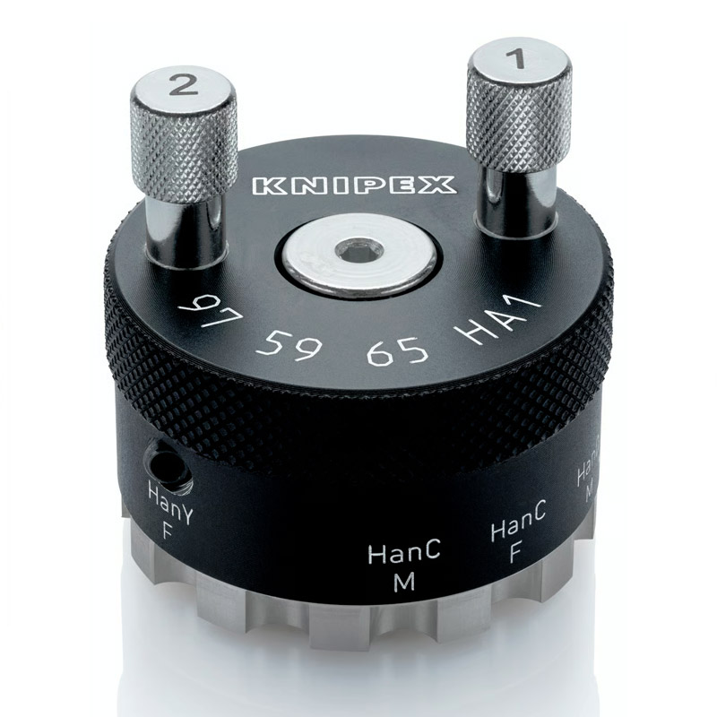 Element de poziționare auxiliar KNIPEX 38 mm, pentru pentru clestii de presare contacte rasucite 0,14 - 6 mm² (AWG 26 - 10), pini tip Harting