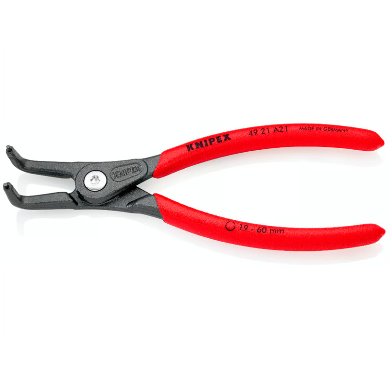 Cleste de precizie KNIPEX pentru inele de siguranță exterioare pe axe, Ø 19 - 60 mm, 165 mm, 191 g, in blister