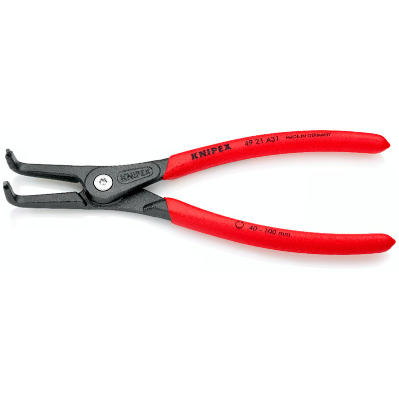 Cleste de precizie KNIPEX pentru inele de siguranță exterioare pe axe, Ø 40 - 100 mm, 210 mm, 294 g, in blister