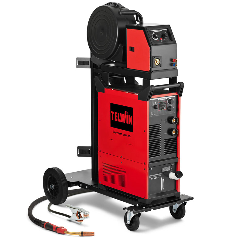 Aparat de sudura multiproces MIG/MAG SUPERMIG 500i XD PACK racit cu apa + carucior model AQUA, Telwin