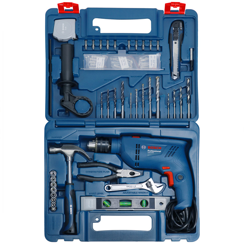 Masina de gaurit cu percutie cu accesorii, Bosch Profesional GSB 600