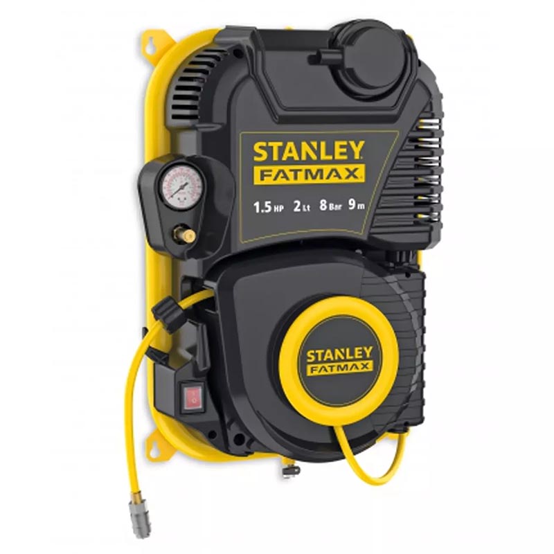 Compresor de perete fara ulei, 2l, 160l/min, 8bar, furtun 9m, Stanley FATMAX FMXCMD152WE