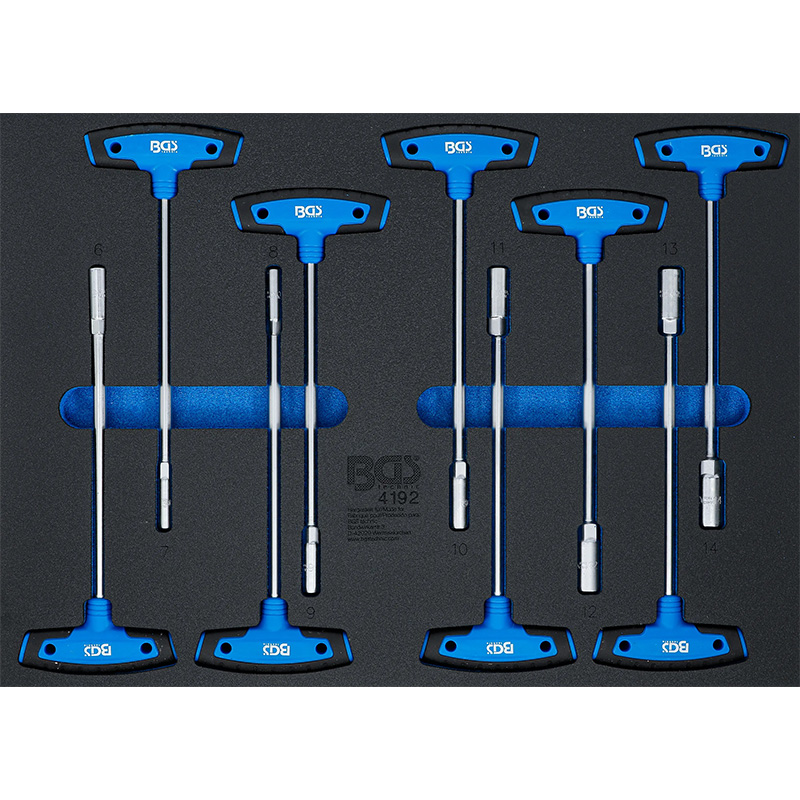 Organizator pentru carucior BGS, 9 chei tubulare maner T, 3/3 sertar