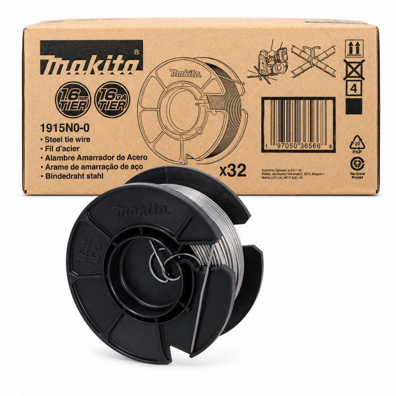 Pachet 32 role de sarma de 1,6mm x 30m pentru masina de legat fier beton Makita TR001GZ