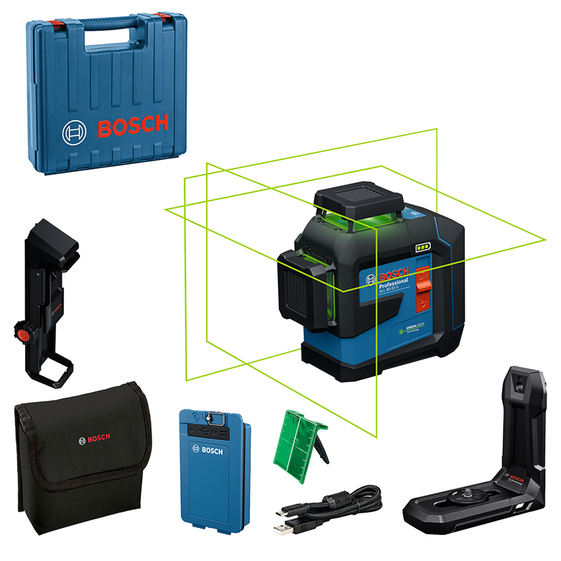 Nivela laser cu 3 linii BOSCH GLL 80-33 G, acumulator BA 3.7V, 3.0Ah, verde