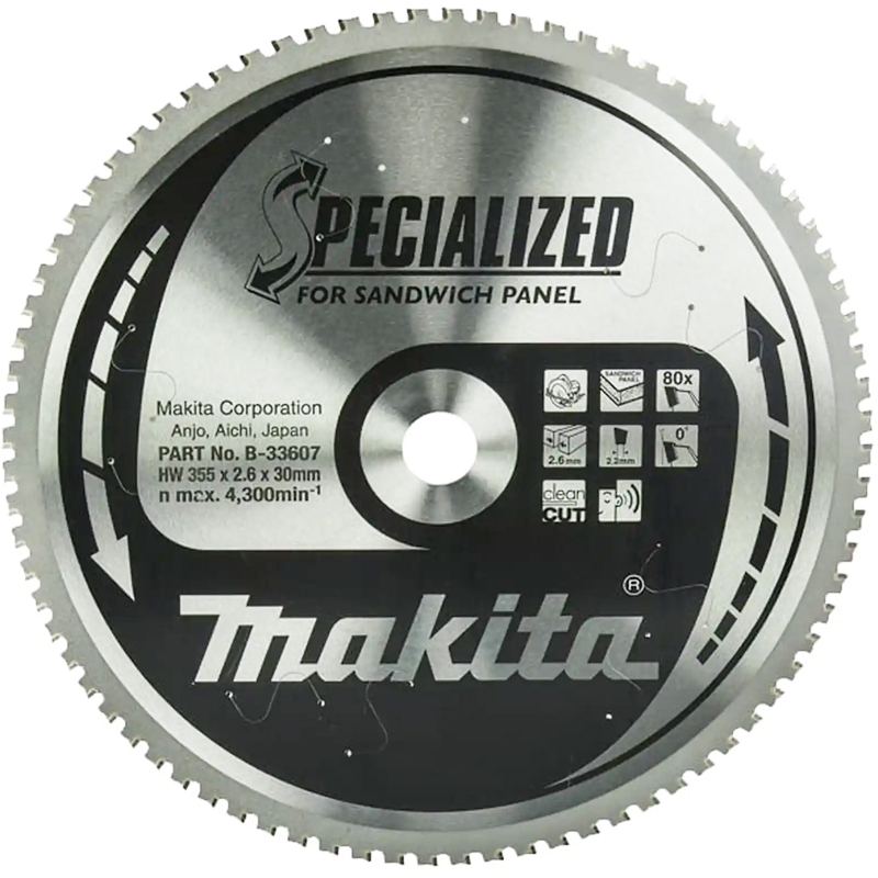 Disc pentru circular, 355 x 30 mm, 80 dinti, Spcialized for Sandwich Panel