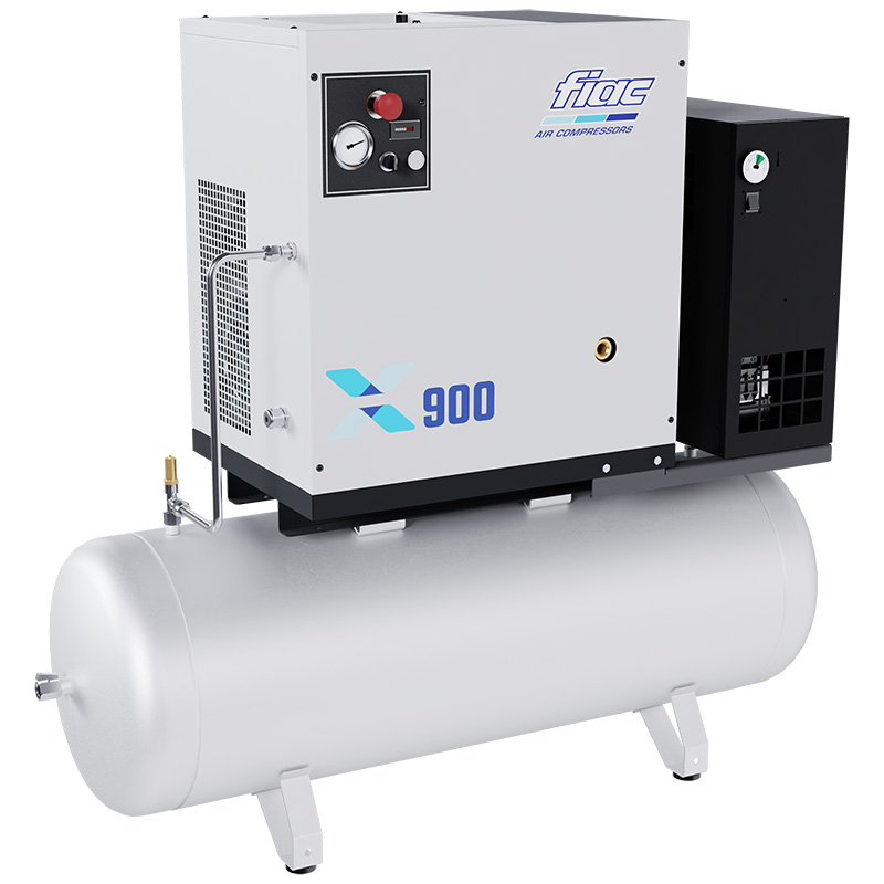 Compresor profesional cu șurub FIAC X900D/500 cu uscător și inverter - 10 bar, 848 l/min, rezervor (butelie) 500l