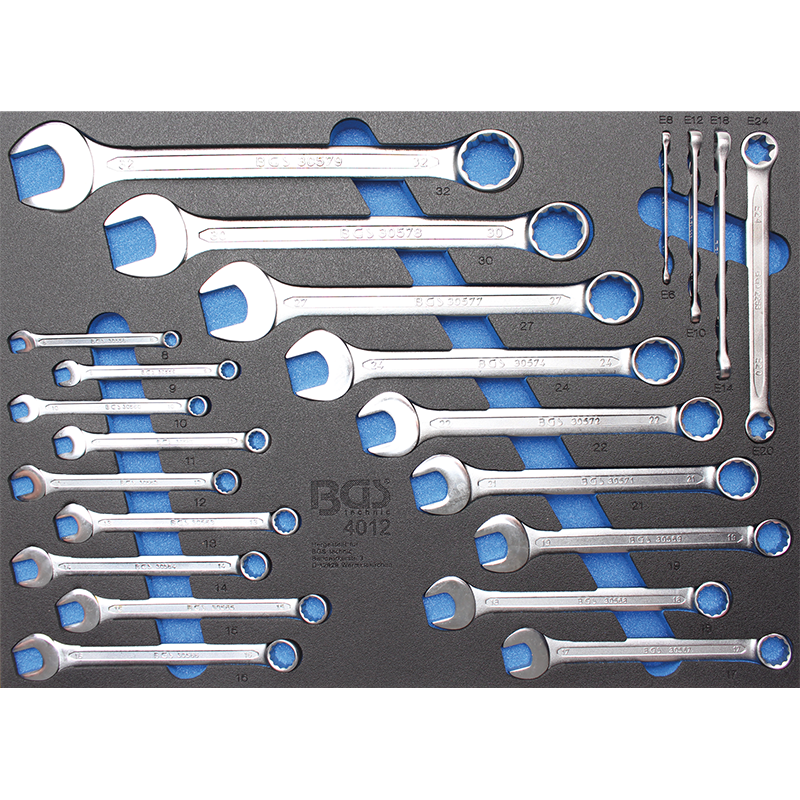 Organizator pentru carucior BGS, 22 chei combinate si inelare, 3/3 sertar