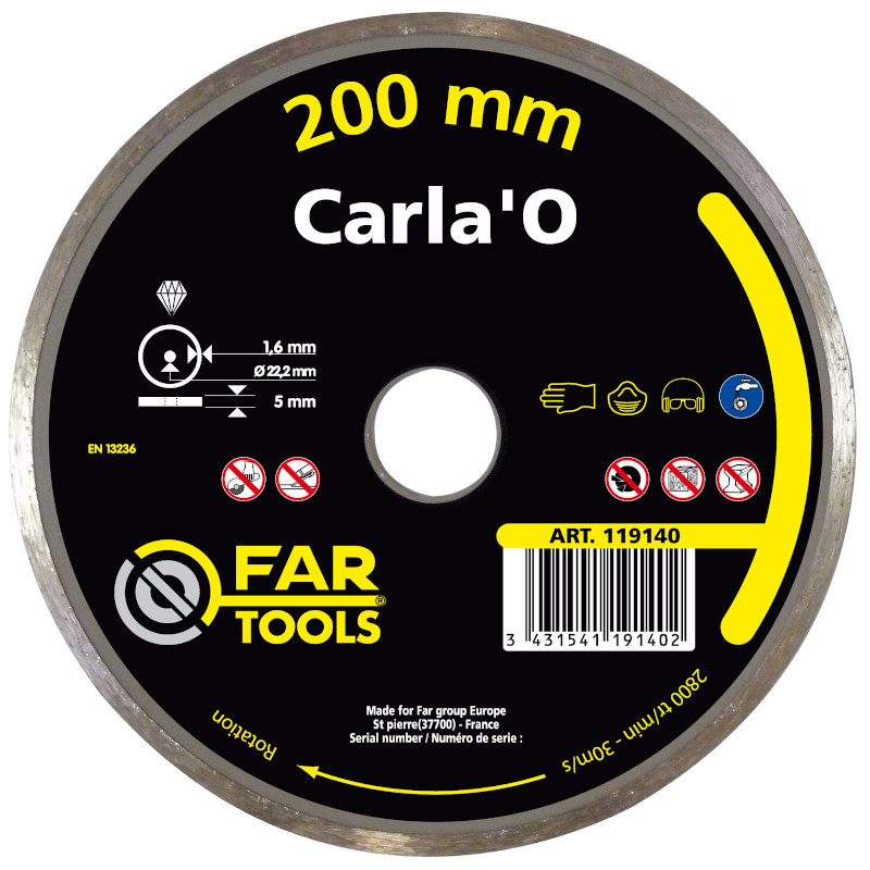 Disc diamantat CARLA'O HQ COBALT, pentru gresie, 200x25.4 mm