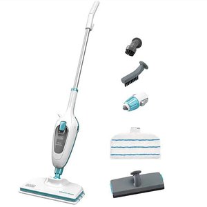 Mop cu aburi 5 in 1, BLACK & DECKER FSMH13E5-QS, 0.38l, 1300W, alb-verde