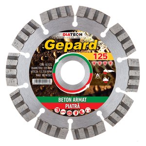 Disc diamantat GEPARD, pentru beton armat/piatra, 125x22.23 mm 