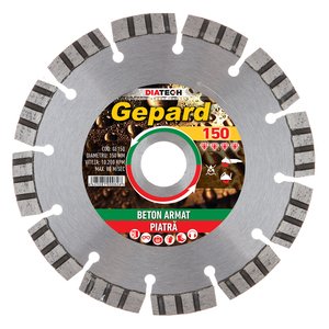 Disc diamantat GEPARD, pentru beton armat/piatra, 150x22.23 mm