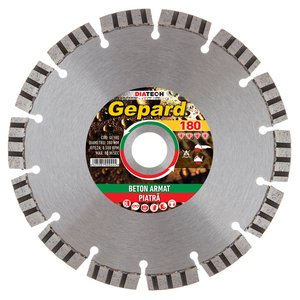 Disc diamantat GEPARD, pentru beton armat/piatra, 180x22.23 mm
