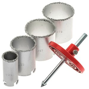 Set pentru gaurit placi ceramice, 6 piese, burghie (carote) 33 - 73 mm