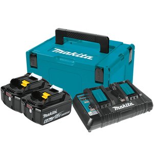 Pachet 2 acumulatori 18V / 6Ah si incarcator dual rapid DC18RD, Makita