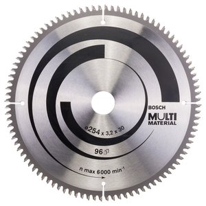 Disc placat pentru circular, 254 x 30 mm, 96 dinti, Multi-Material / Aluminiu