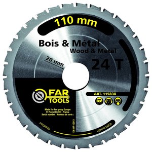 Disc pentru circular, Ø110 x 20.0 mm, 24 dinti, pentru lemn si metal