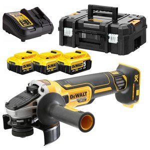 Polizor unghiular DeWALT, 125mm, 3x18V, 5.0Ah, 9000rpm, incarcator, cutie T-STAK, tip DCG405P3-QW