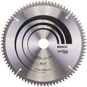 Disc pentru circular, 254 x 30 mm, 80 dinti, Optiline Wood