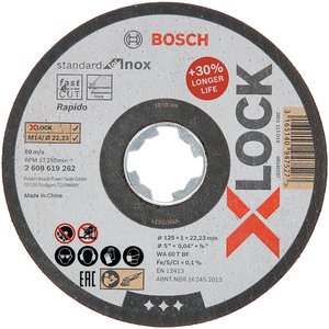 Disc taiere X-LOCK Standard for Inox, drept, 125x22.2x1.0 mm