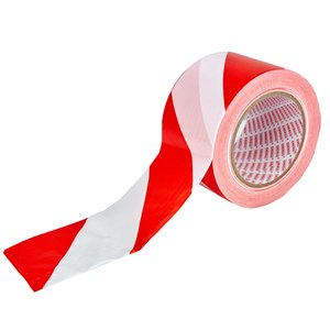 Banda avertizare alb-rosu Eco, neadeziva, 7cm x 200m, 0.03mm