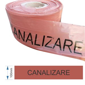 Banda avertizare maro pentru canalizare, 100mm X 500m