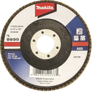 Disc de slefuire evantai, 115 mm, G60, cu degajare, suport plastic 