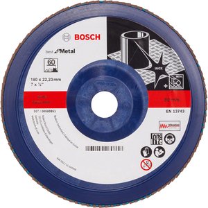 Disc de slefuire evantai drept, X571, 180 mm, G60, cu degajare, suport plastic 