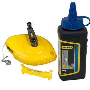 Sfoara de trasat pentru creta STANLEY® 30 m + praf creta albastru 115 g + nivela fir