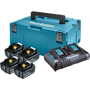 Pachet 4 acumulatori 18V / 5Ah si incarcator rapid dual DC18RD, Makita