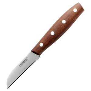 Cuitit pentru curatat, Fiskars, Norr, lama inoxidabila, maner lemn Kebony, 7 cm