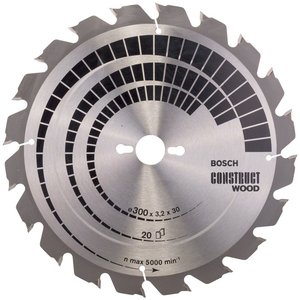 Disc placat pentru circular, 300 x 30 mm, 20 dinti, Construct for Wood