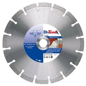 Disc diamantat BSXE/10, pentru materiale de santier, 115x22.23x10 mm