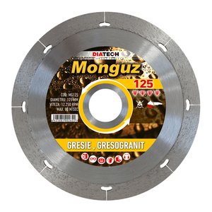 Disc diamantat continuu pentru gresie, gresogranit, faianta, ceramice, MONGUZ, 125x22.2 mm