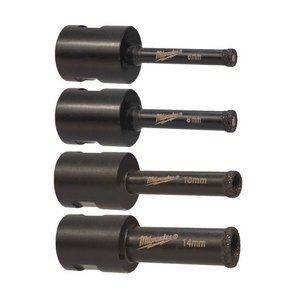 Set 4 burghie Ø6-14 mm, diamantate, M14, pentru gaurire uscata