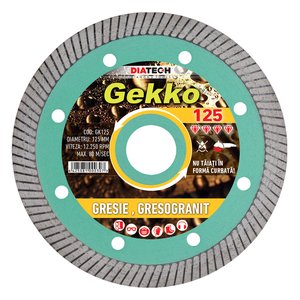 Disc diamantat GEKKO pentru gresie, fainta, granit, 125x22.2 mm