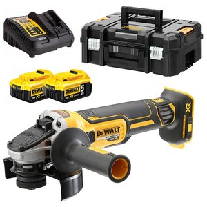 Polizor unghiular DeWALT, 125mm, 2x18V, 5.0Ah, 9000rpm, incarcator, cutie T-STAK, tip DCG405P2-QW