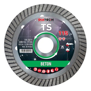 Disc diamantat continuu pentru beton, caramida, pavaj, TURBO, 115x22.2