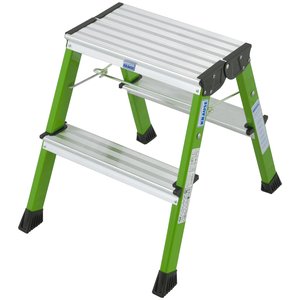 Scara mobila Monto Rolly verde dubla 2x2 trepte, cu roti retractabile automat