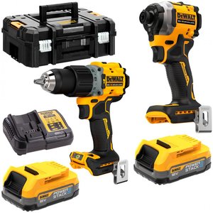 Set 2 Scule 18V Powerstack: DCD805, DCF850, 2 x acu. 1,7Ah, incarcator rapid, TSTAK II