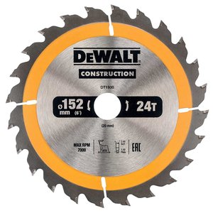 Disc (panza) pentru ferastrau circular, 152x20x2.4 mm, 24 dinti (taiere fina), pentru lemn, tip Dewalt Construction