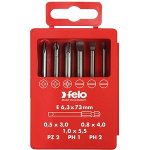 Set 6 biti profesional (Drepti, PZ si PH), pentru electricieni, L=73 mm