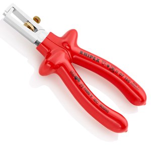 Cleste pentru dezizolat, universal, cu arc de deschidere, Ø 5.0 mm, 10 mm², 160 mm, cromat/zincat, izolat VDE 1000V