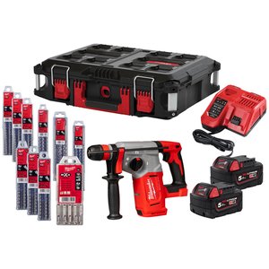 Ciocan rotopercutor SDS-Plus 2.3 J, 18V Li-Ion REDLITHIUM™, 2x5.0 Ah, cu accesorii, MILWAUKEE tip M18BLHX100P-502P