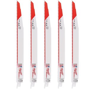 Panze pentru fierastrau sabie MILWAUKEE AX300 - 300mm, pentru lemn cu cuie, set 5 bucati