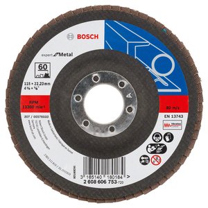 Disc lamelar / evantai de slefuire X551, 125 mm, G60, cu degajare, suport fibra 