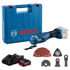 Multicutter profesional 18V, 2x4.0Ah, cu 5 accesorii, L-Boxx, Bosch tip GOP 185-LI