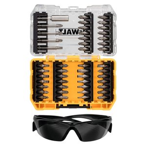 Set 47 accesorii pentru insurubare si ochelari de protectie, 46 biti Torx/PH/PZ/Drept, adaptor magnetic, tip DT70703-QZ