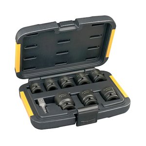 Set 9 piese, 8 chei tubulare de impact scurte, 10 - 27 mm, 1/2