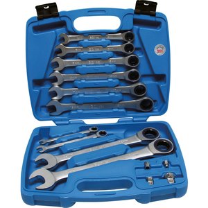 Set 10 chei cu clichet + adaptoare, geanta, BGS